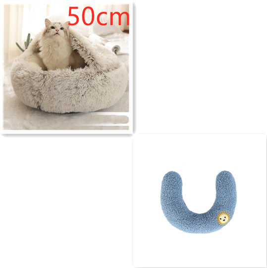 2 in 1 Dog and Cat Bed Pet Winter Bed Round Plush Warm - packaging view - PET'S FUN | pet bed
