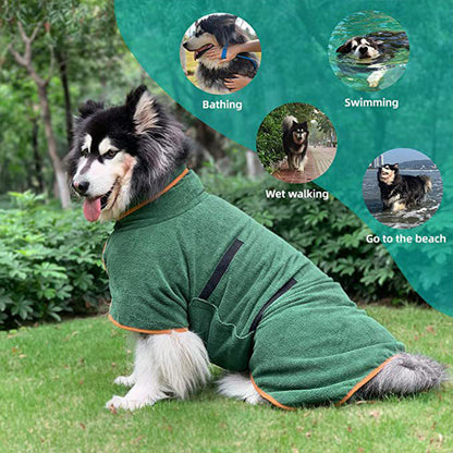 Pet Bathrobe Fast Drying Towel Microfiber - angle view - PET'S FUN | dog entertainment