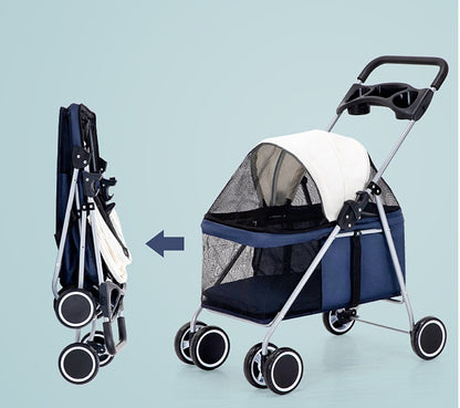 Pet Stroller Lightweight Folding Pet Cat Dog Rabbit - front view - PET'S FUN | pet toy