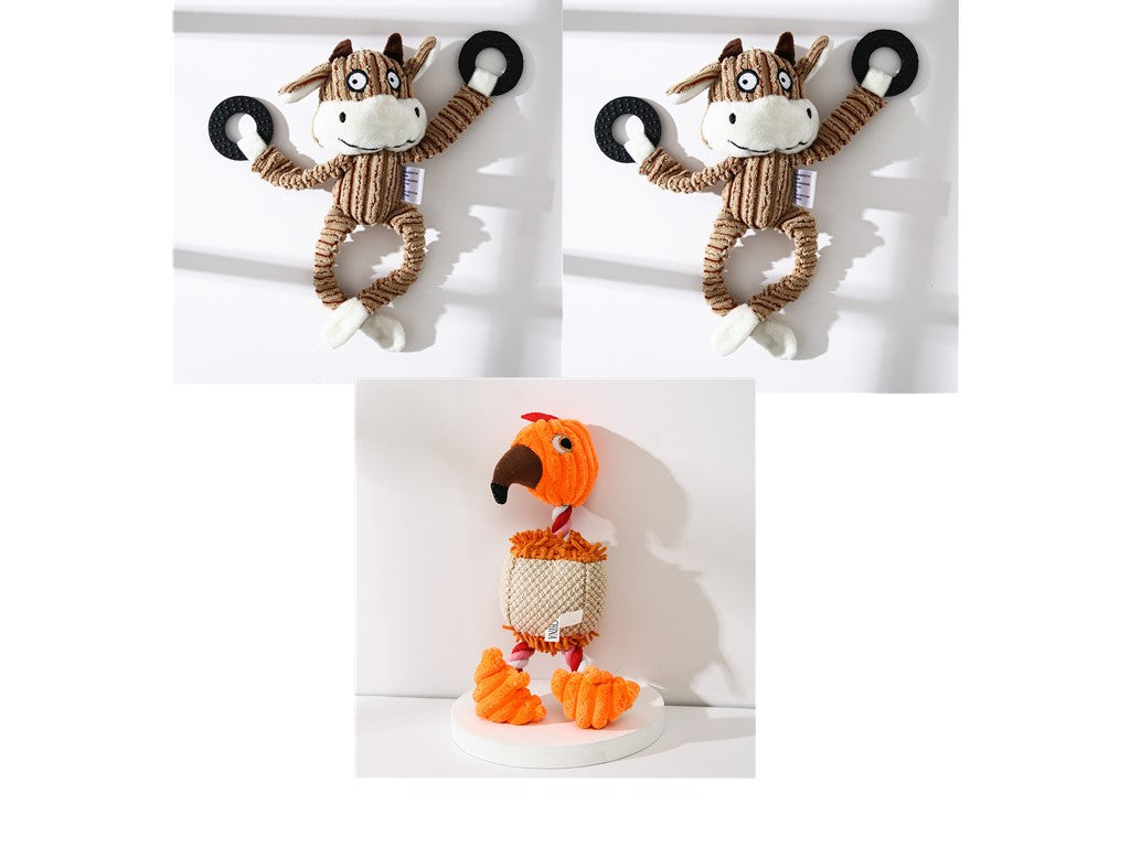 Pet Toy Donkey Shape Corduroy Chew Toy for Dogs Puppy Squeaker | PET'S FUN