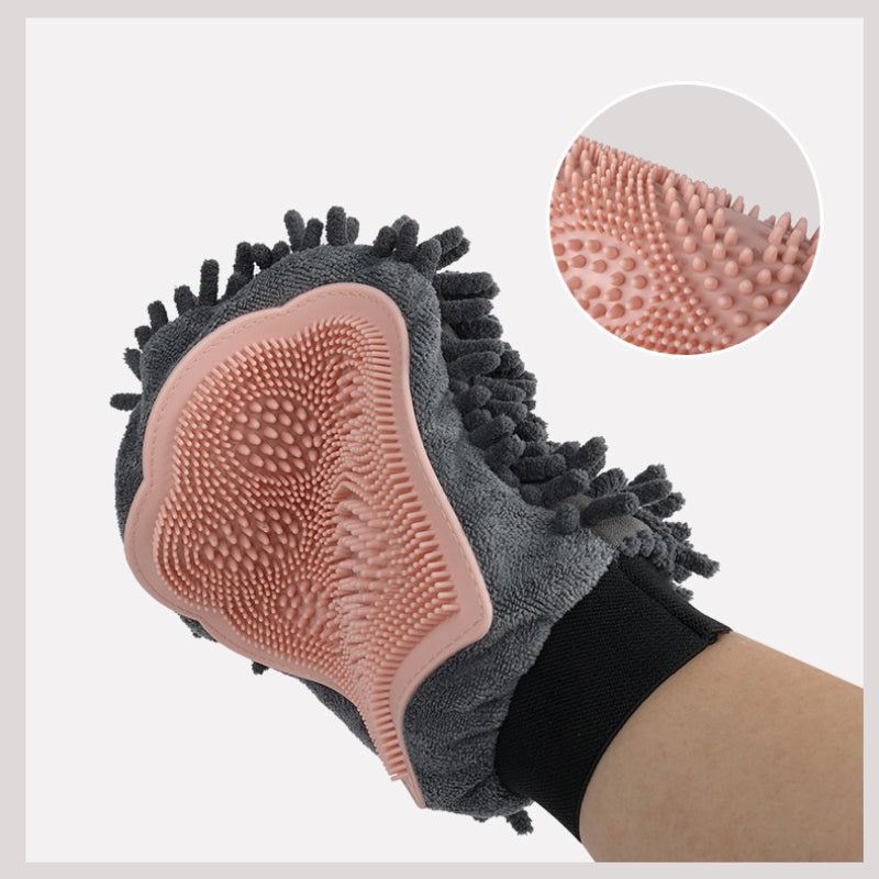 Pet Bathing Brush 2-in-1 Grooming Glove Elegant Dog - side view - PET'S FUN | cozy pet bed