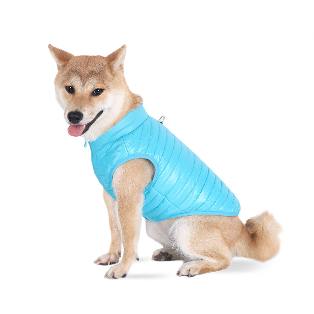 Autumn Winter Full Nylon Zipper Puppy Jacket - side view - PET'S FUN | dog supplies