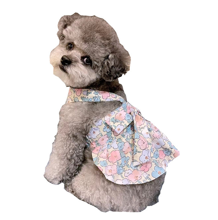 Dog Universal Cotton Blue and White Skirt - side view - PET'S FUN | dog supplies