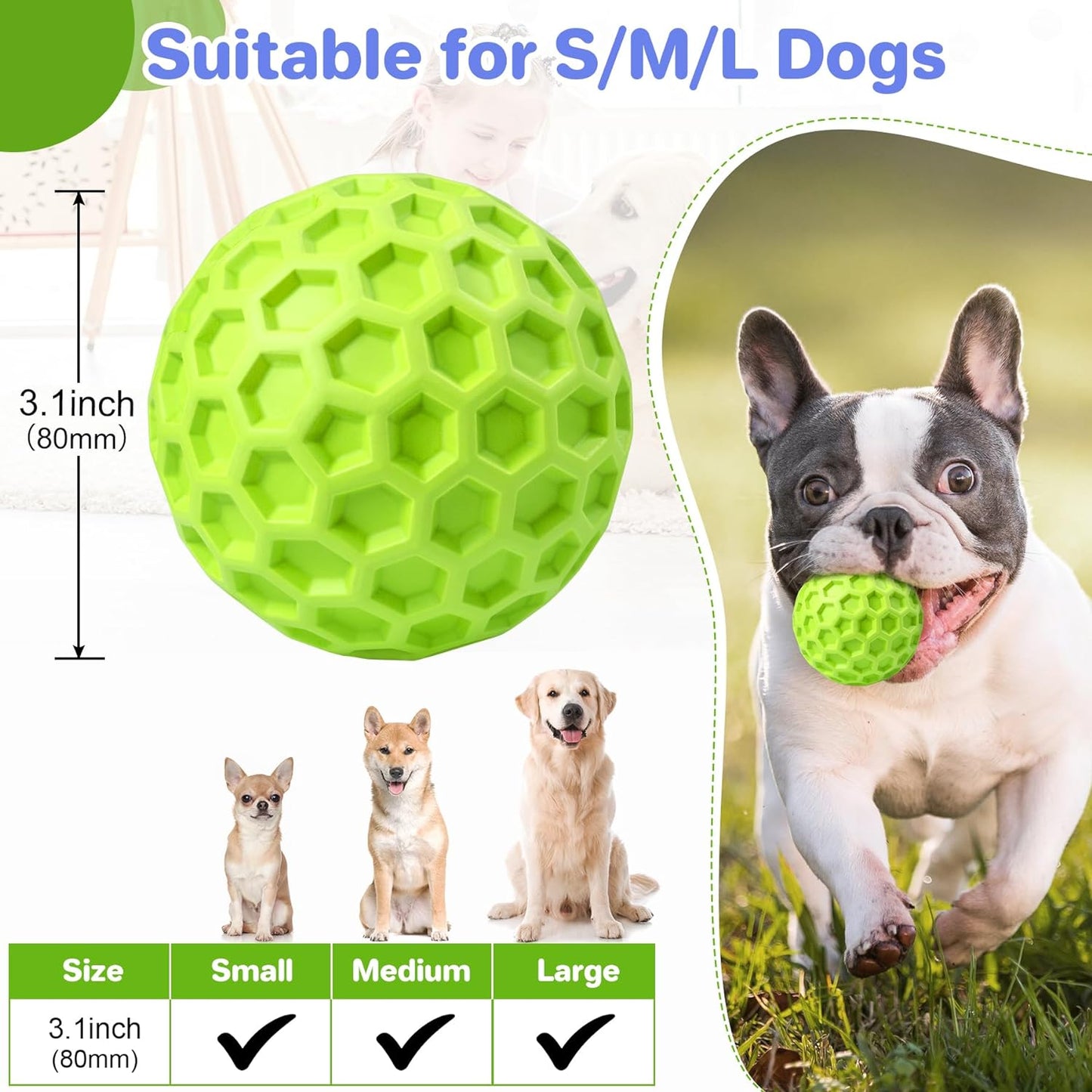 Indestructible Squeaky Dog Ball Relieves Anxiety - back view - PET'S FUN | dog accessories