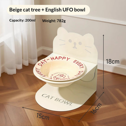 Ceramic Cat Food Cat Magnetic High Legged Cat Bowl - lifestyle view - PET'S FUN | cat bed