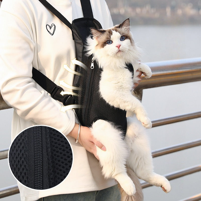 Pet Dog Carrier Backpack for Small Dogs Breathable - front view - PET'S FUN | dog toy