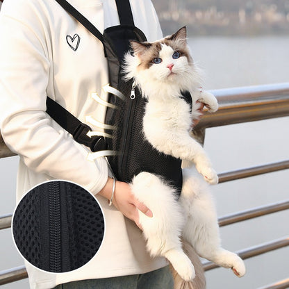 Pet Dog Carrier Backpack for Small Dogs Breathable - front view - PET'S FUN | dog toy