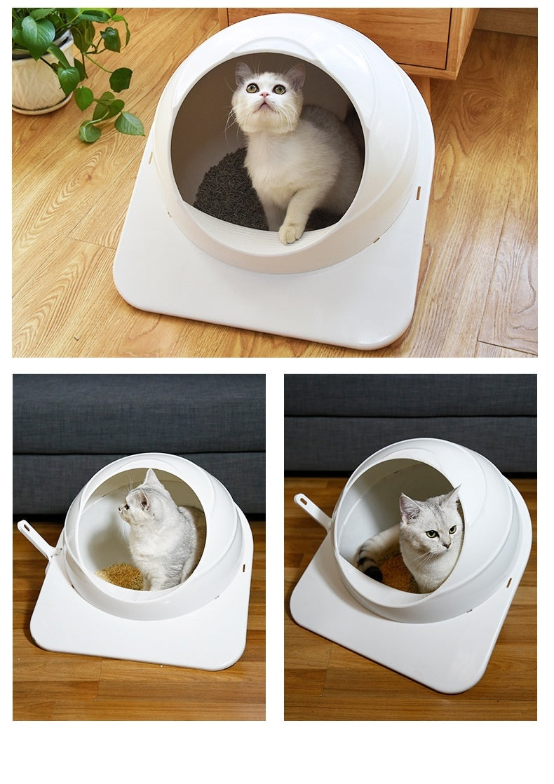 Litter Box Large Fully Enclosed Cat Litter Basin - detail view - PET'S FUN | cat entertainment
