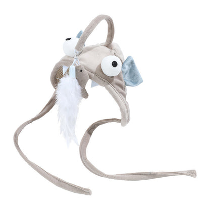 New Head Wearing Feather Funny Cat Stick - side view - PET'S FUN | cat play