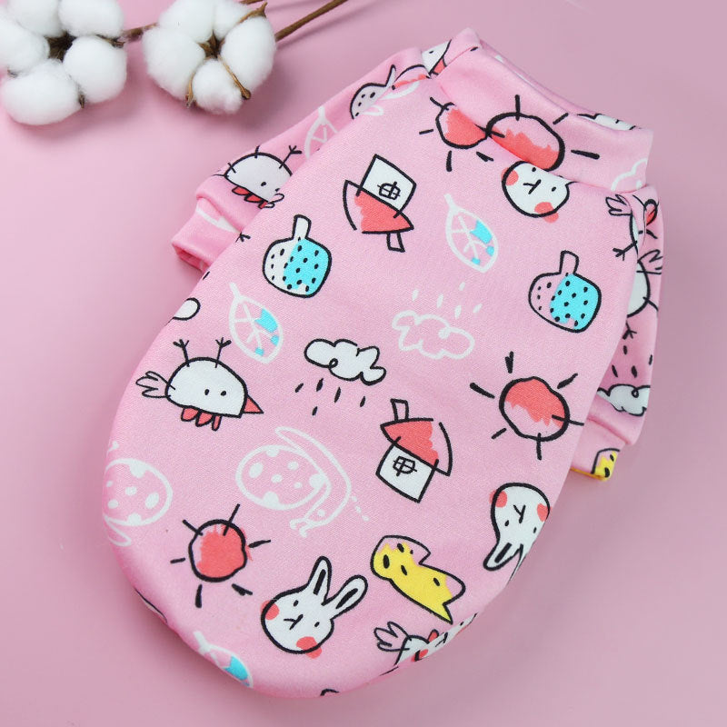 Printed Cartoon Pet Clothes Plus Velvet - back view - PET'S FUN | interactive pet toy
