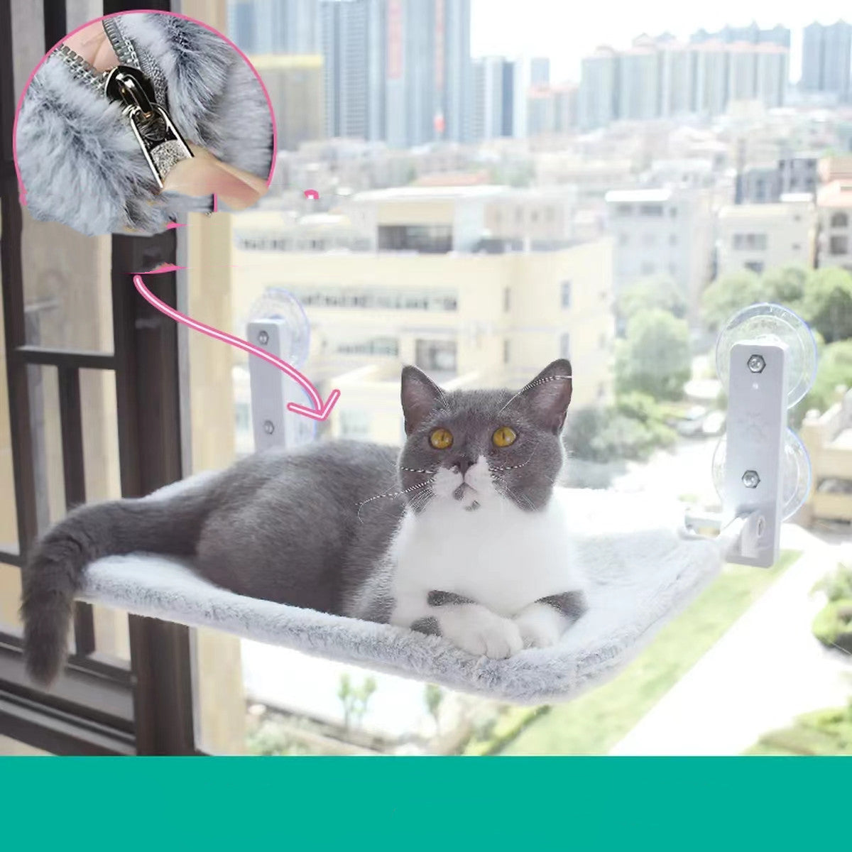 Cat Suction Cup Window Glass Hammock Pet Cat Pets - front view - PET'S FUN | cat bed