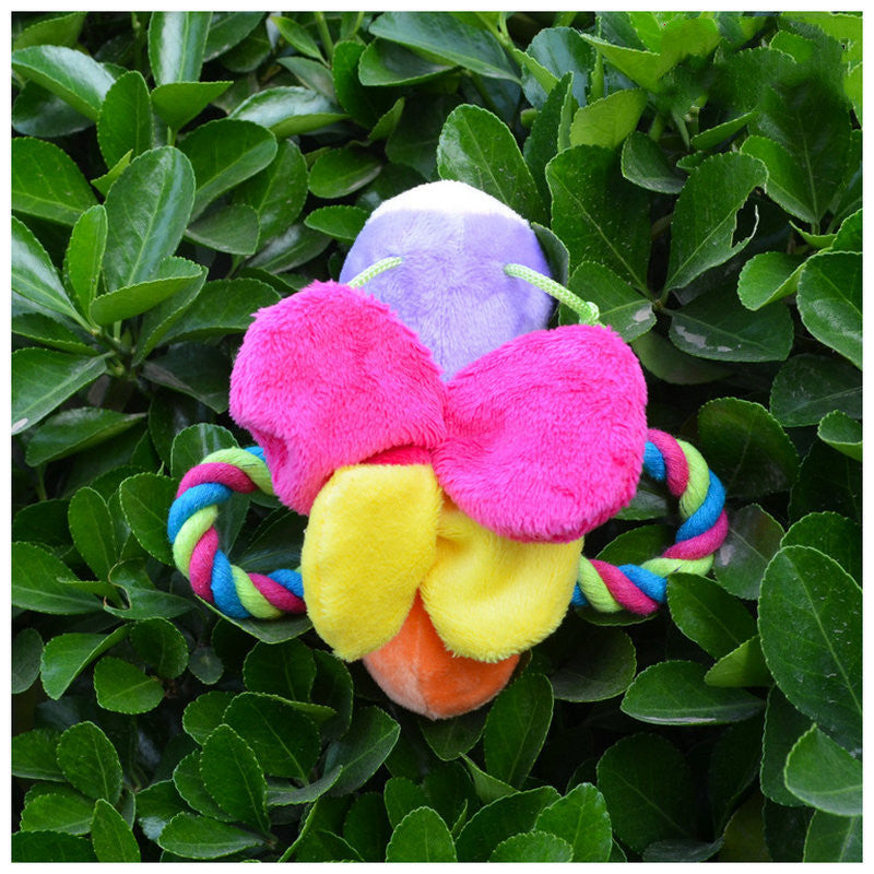 Plush Butterfly Pet Dog Cat Chew Toy - detail view - PET'S FUN | pet entertainment