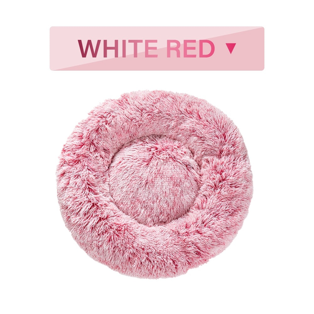 Fluffy Donut Dog Bed Warm Soft Long Plush Pet Cushion - detail view - PET'S FUN | pet entertainment