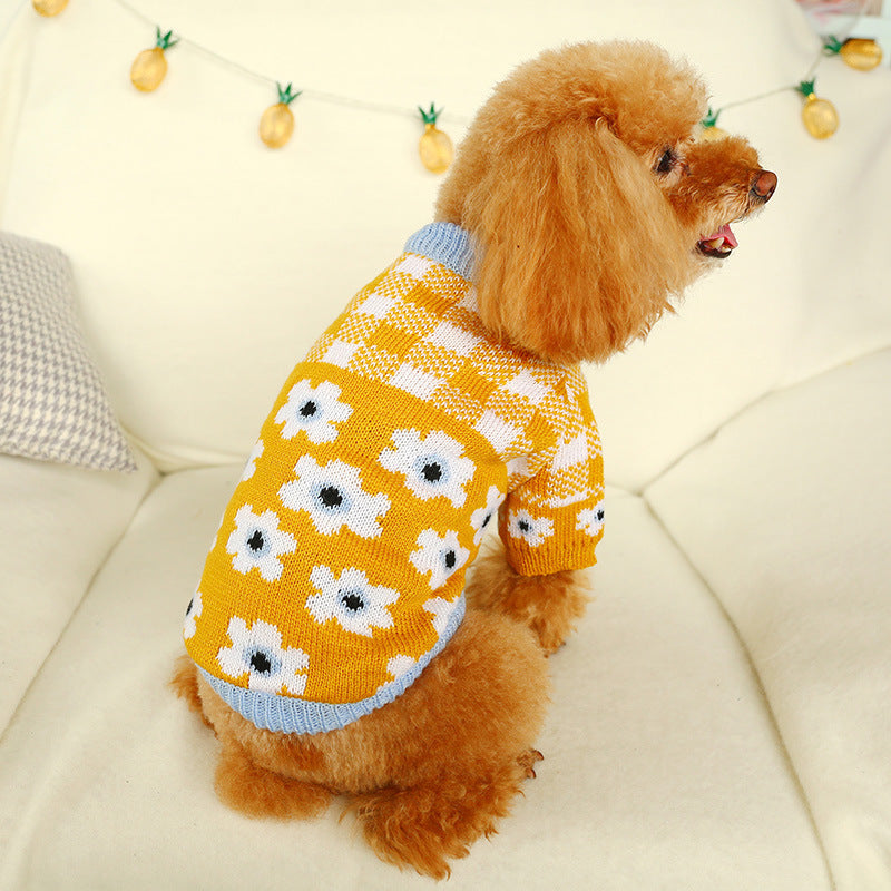 Bowknot Dog Clothes Cat Costume Hollow Knit - angle view - PET'S FUN | cat play