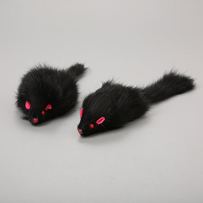 Cat Toy Large Rabbit Fur Mouse Pet Toy Plush Mouse Cat - back view - PET'S FUN | cat toy