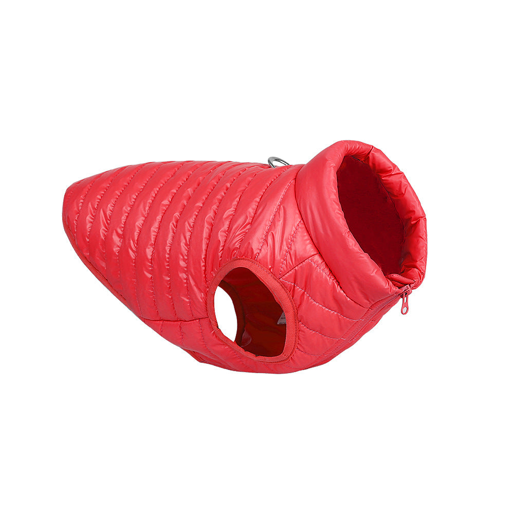 Autumn Winter Full Nylon Zipper Puppy Jacket - back view - PET'S FUN | dog accessories