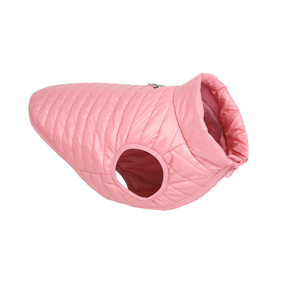 Autumn Winter Full Nylon Zipper Puppy Jacket - angle view - PET'S FUN | dog entertainment