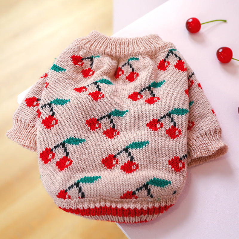 Bowknot Dog Clothes Cat Costume Hollow Knit - side view - PET'S FUN | cat play