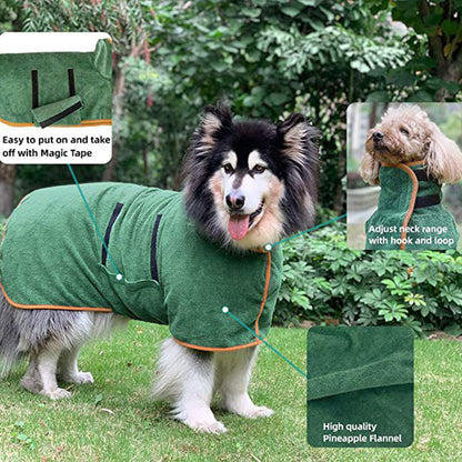 Pet Bathrobe Fast Drying Towel Microfiber - back view - PET'S FUN | dog accessories