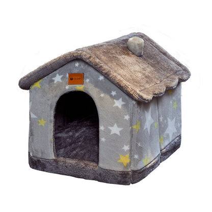 Foldable Dog House Pet Cat Bed Winter Dog Villa Sleep - back view - PET'S FUN | pet accessories