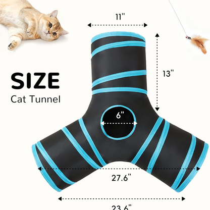 Cat Tunnel Toy 3-Way Collapsible Interactive Pet Tube
