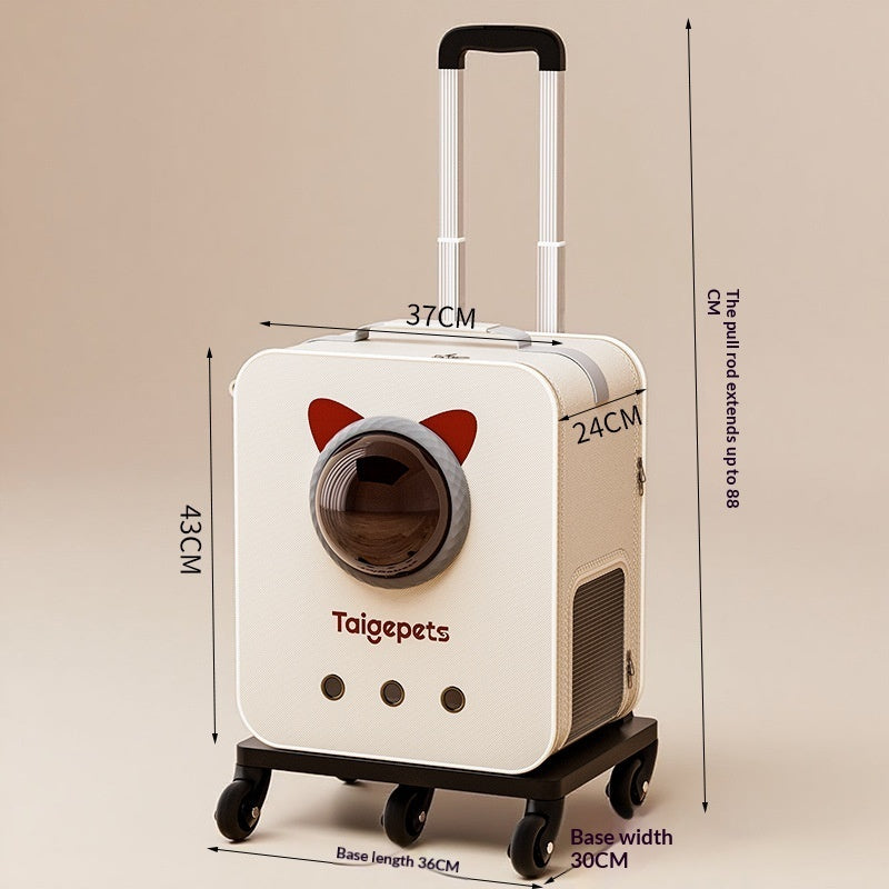 Portable Outdoor Cat Carrier Large-capacity Trolley - side view - PET'S FUN | cat supplies