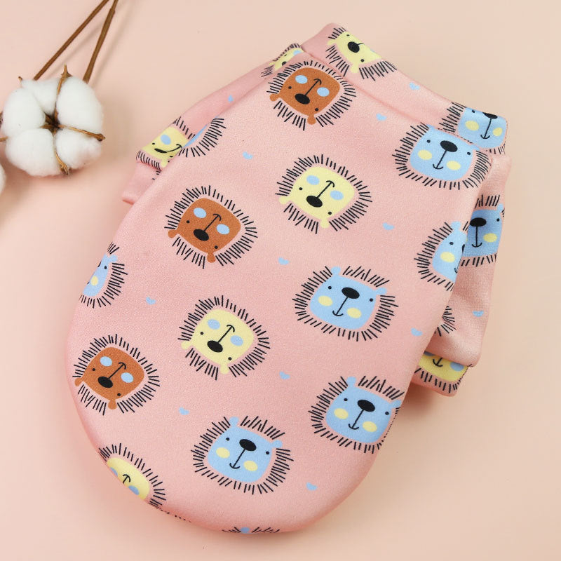 Printed Cartoon Pet Clothes Plus Velvet - angle view - PET'S FUN | pet toy