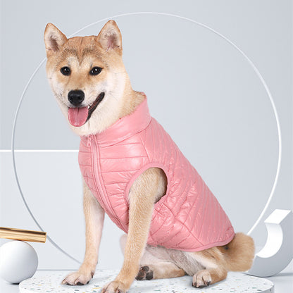 Autumn Winter Full Nylon Zipper Puppy Jacket - front view - PET'S FUN | dog toy