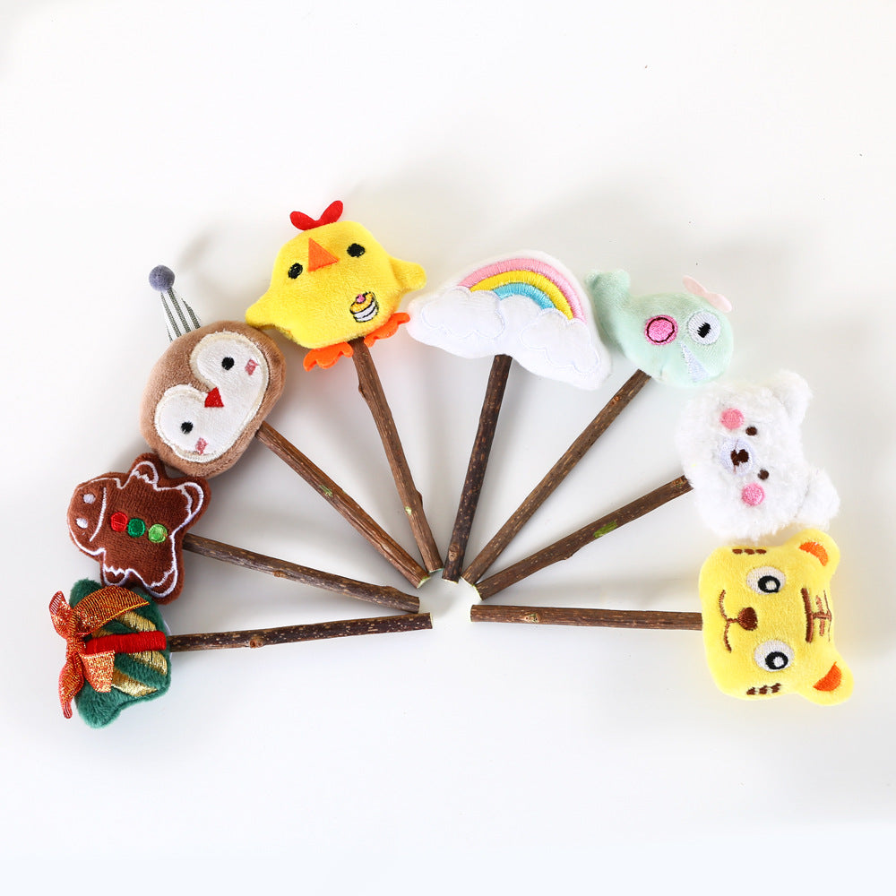 Cartoon Plush Rainbow Christmas Tiger Molar - front view - PET'S FUN | dog toy