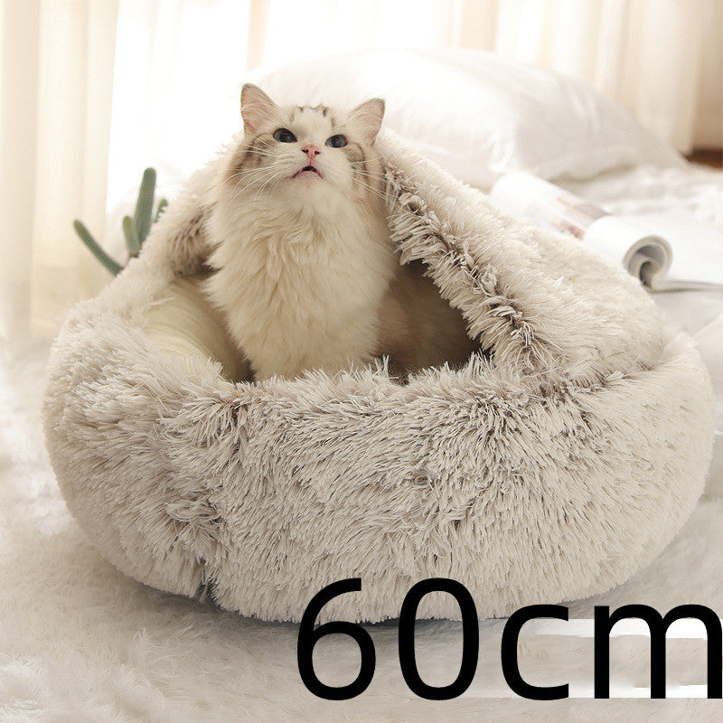 2 in 1 Dog and Cat Bed Pet Winter Bed Round Plush Warm - packaging view - PET'S FUN | pet supplies