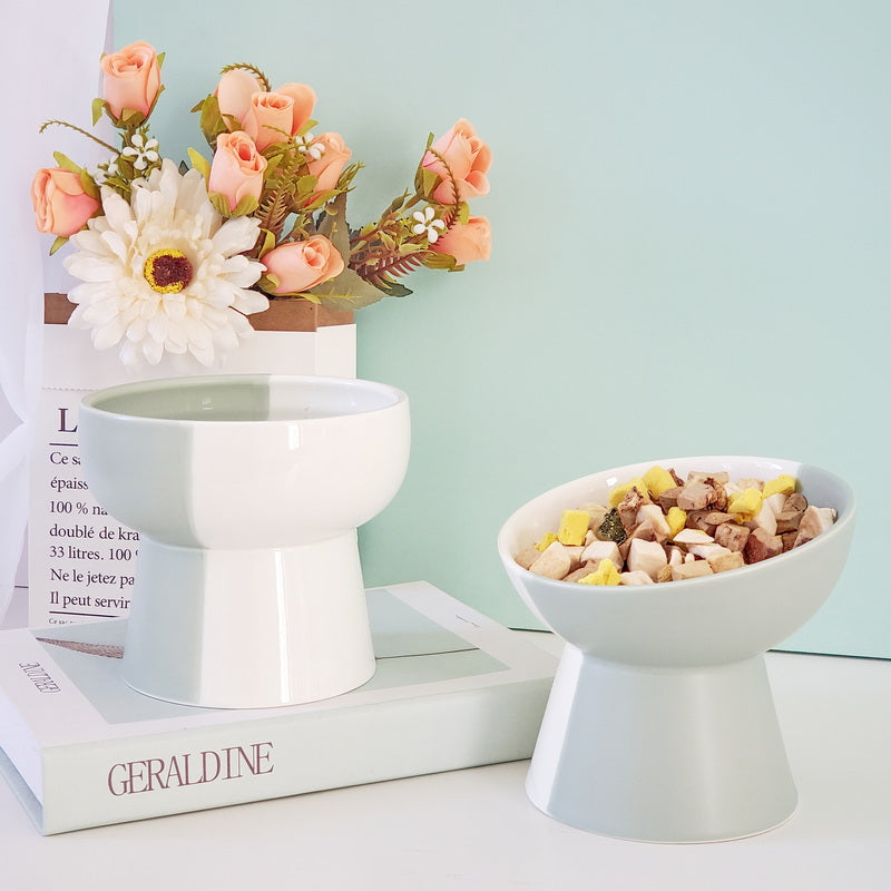 Ceramic Pet Slant Mouth Dog And Cat Food Bowl Set - side view - PET'S FUN | pet supplies