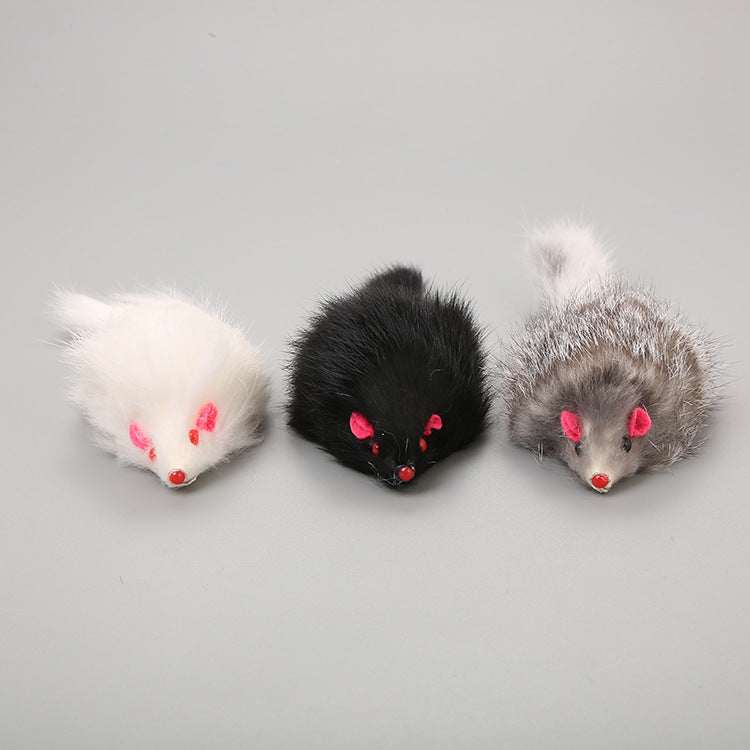 Cat Toy Large Rabbit Fur Mouse Pet Toy Plush Mouse Cat - back view - PET'S FUN | cat accessories