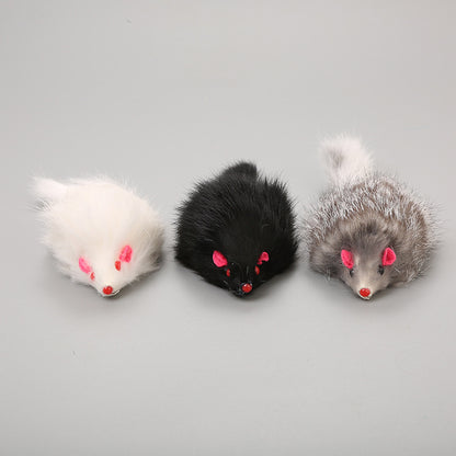 Cat Toy Large Rabbit Fur Mouse Pet Toy Plush Mouse Cat - back view - PET'S FUN | cat accessories