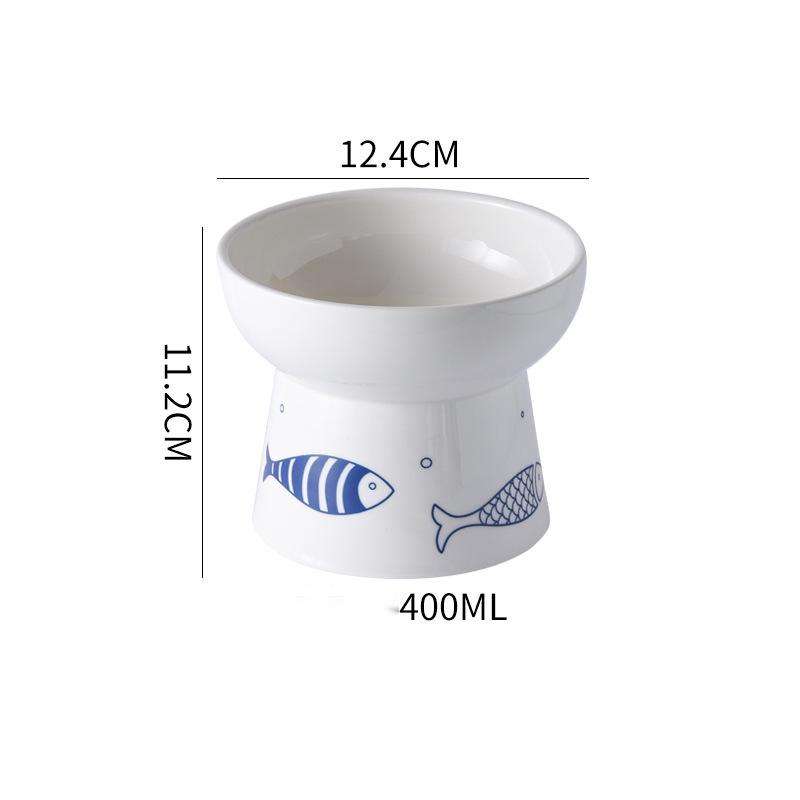 Ceramic Non Slip Elevated Pet Cat Dog Food Bowl - side view - PET'S FUN | pet entertainment
