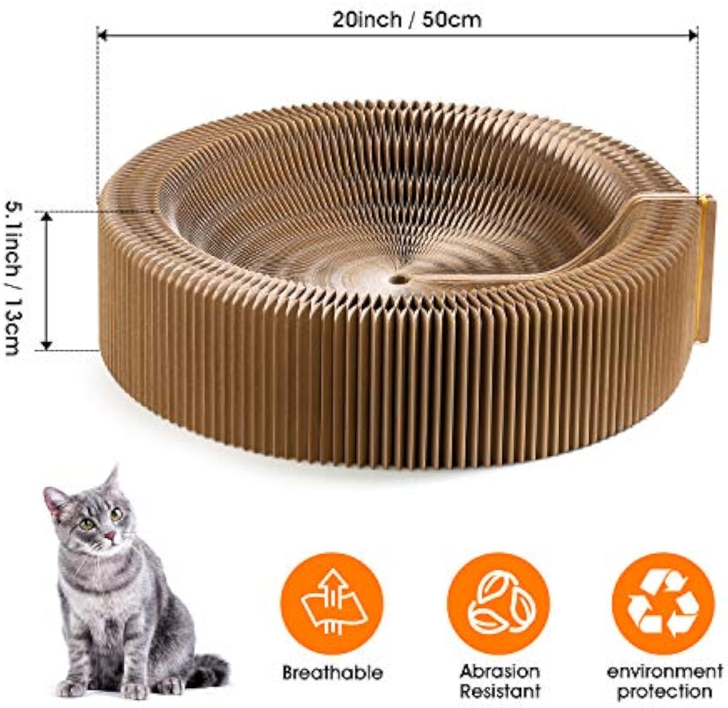 Collapsible Cat Scratcher Lounge Bed Cardboard Cat Bed - side view - PET'S FUN | cat supplies