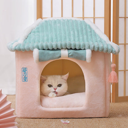 Cat House Removable And Washable Cat Bed Pet Supplies - lifestyle view - PET'S FUN | cat accessories