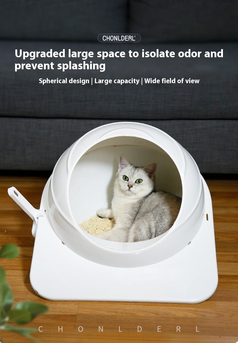 Litter Box Large Fully Enclosed Cat Litter Basin - detail view - PET'S FUN | interactive cat toy