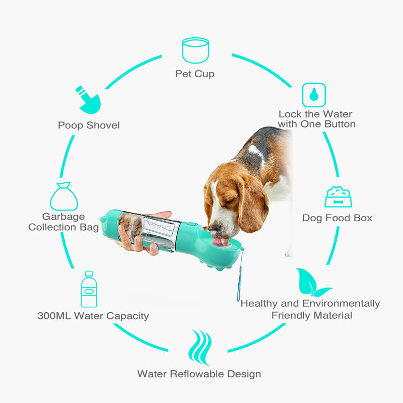 Pet Water Bottle Feeder Bowl Garbage Bag - detail view - PET'S FUN | interactive dog toy