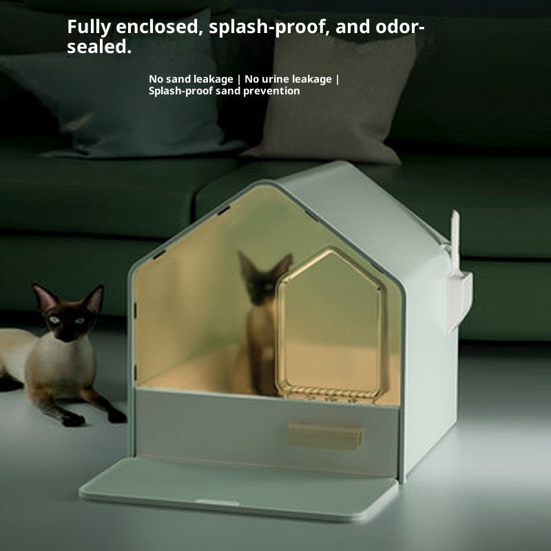 Drawer-style Fully Enclosed Cat Litter Box - detail view - PET'S FUN | cat toy