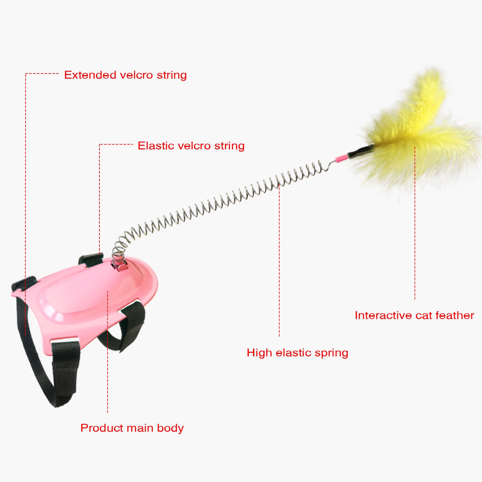Cat Supplies Toy Spring Funny Stick Feather - front view - PET'S FUN | cat bed