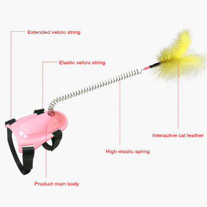 Cat Supplies Toy Spring Funny Stick Feather - front view - PET'S FUN | cat bed
