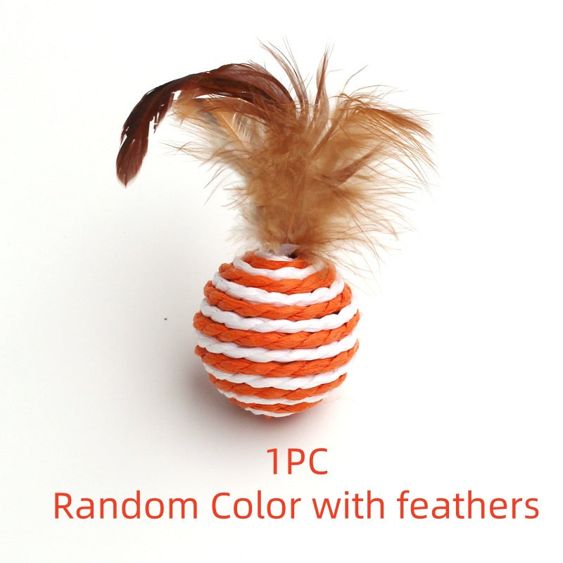 Cat Scratching Toy Sisal Tease Cat Ball - detail view - PET'S FUN | cat toy