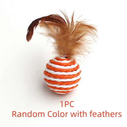 Cat Scratching Toy Sisal Tease Cat Ball - detail view - PET'S FUN | cat toy