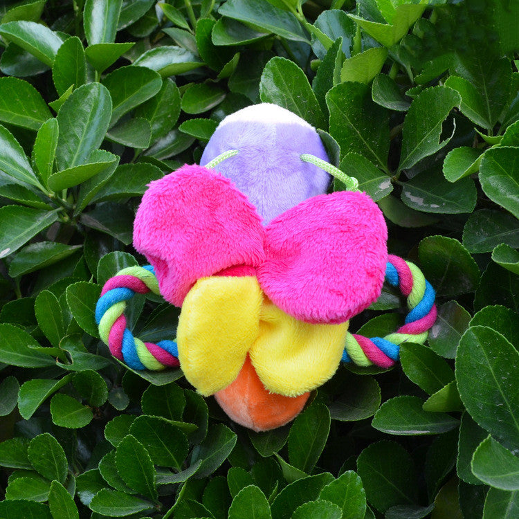 Plush Butterfly Pet Dog Cat Chew Toy - back view - PET'S FUN | pet accessories