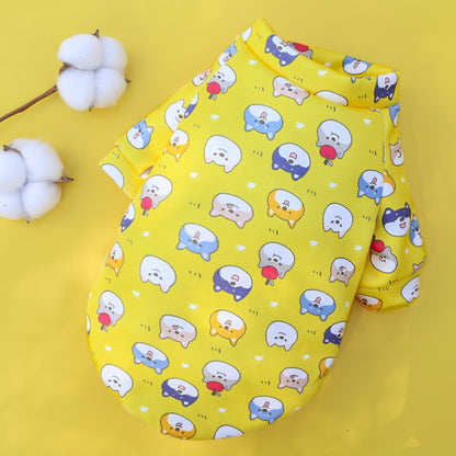 Printed Cartoon Pet Clothes Plus Velvet - angle view - PET'S FUN | pet play