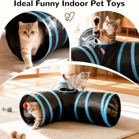 Cat Tunnel Toy 3-Way Collapsible Interactive Pet Tube