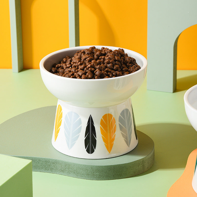 Ceramic Non Slip Elevated Pet Cat Dog Food Bowl - front view - PET'S FUN | pet bed