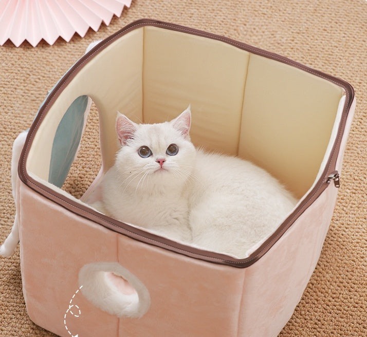 Cat House Removable And Washable Cat Bed Pet Supplies - side view - PET'S FUN | interactive cat toy
