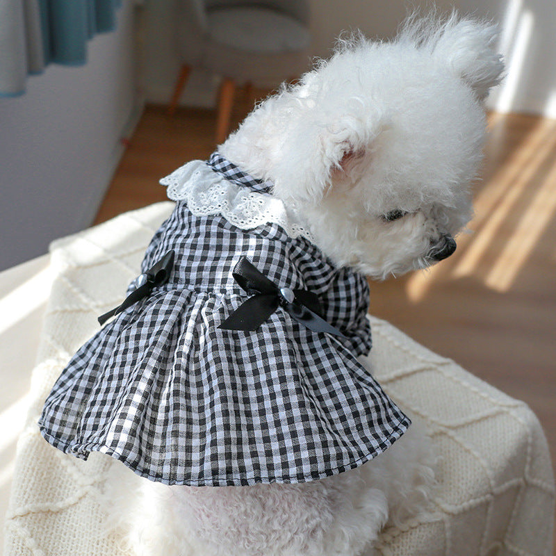 Pet Ring Dog Clothing Cat Clothes Bow Lace Collar Edge - front view - PET'S FUN | pet bed