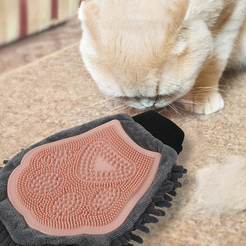 Pet Bathing Brush 2-in-1 Grooming Glove Elegant Dog - detail view - PET'S FUN | premium pet products
